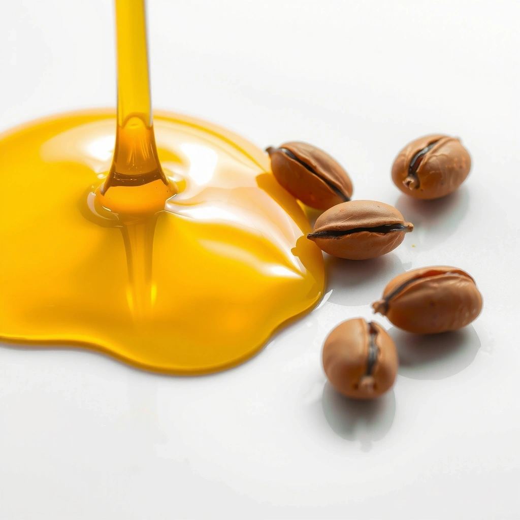 Jojoba oil drops and seeds